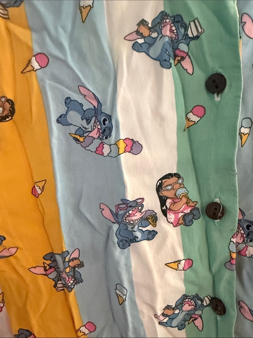 Her Universe Plus Size 3X Disney Lilo & Stitch Ice Cream Stripe Tie Front Top - Picture 2 of 5